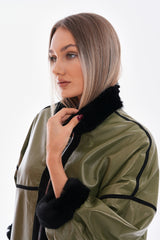 The Rebel Reversible Shearling Olive Green Leather Jacket