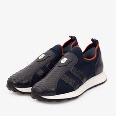 The Aslan Navy Knitted Leather Sneaker