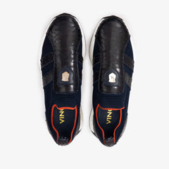 The Aslan Navy Knitted Leather Sneaker