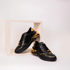 The Bellagio Black Gold Leather Sneaker