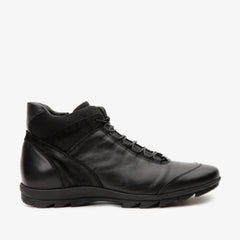 The Houston Leather Black Lace-Up Casual Boot with a Zipper