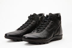 The Houston Leather Black Lace-Up Casual Boot with a Zipper