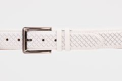 The Layla White Woven Leather Belt