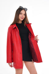 The Lioara Red Leather Jacket