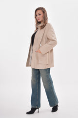 The Lioara Cream Leather Jacket