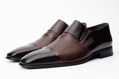 The Everest Burgundy Burneshed Leather Cap Toe Dress Loafer Shoe