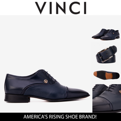 The Rockwell Handmade Navy Blue Leather Cap Toe Oxford Shoe