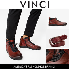 The Houston Leather Burgundy Lace-Up Casual Boot with a Zipper