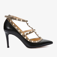 The Lulka Black Spike Leather Pump Shoe