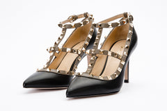 The Lulka Black Spike Leather Pump Shoe
