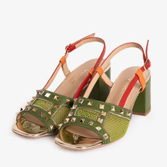 The Linea Green Leather Slingback Sandal
