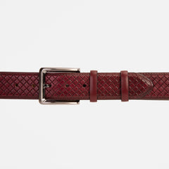 The Layla Burgundy Woven Pattern Leather Belt