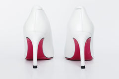The Ege White Leather Pump Fuchsia Sole Shoe