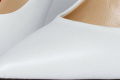 The Ege White Leather Pump Fuchsia Sole Shoe