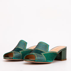The Magnolia Green Glitter Leather Sandal