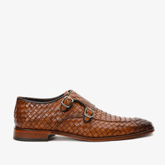 The Turan Brown Woven Double Monk Strap Dress Shoe