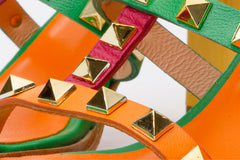The Nejapa Block Heel Multicolor Leather Sandal