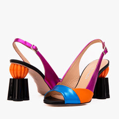 The Rize Multicolor Pumpkin Heel Leather Sandal