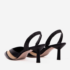 The Riviera Black Raffia Slingback Sandal