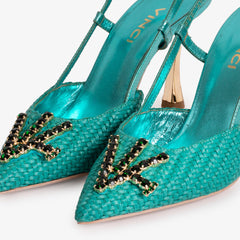 The Luna Turquoise Leather Slingback Sandal