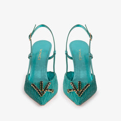 The Luna Turquoise Leather Slingback Sandal