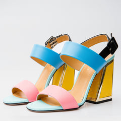 The Niger Multicolor Block Heel Leather Sandal
