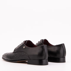 The Porto Alegre Black Leather Derby Shoe