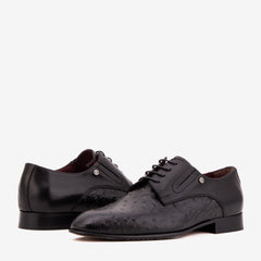 The Porto Alegre Black Leather Derby Shoe