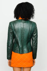 The Mekke Pythn Skin Green Leather Jacket