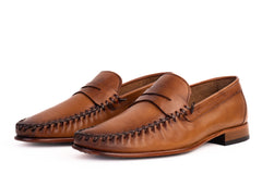 The Eregli Tan Leather Penny Loafer Shoe