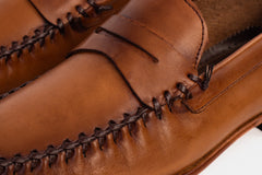 The Eregli Tan Leather Penny Loafer Shoe