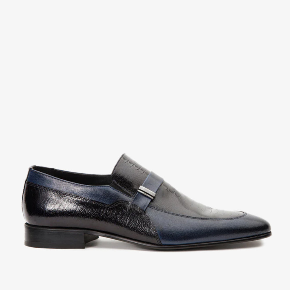 The Kazablanka Navy Leather Bit Loafer Shoe