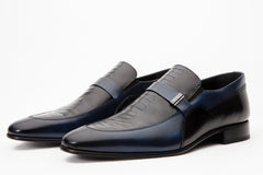 The Kazablanka Navy Leather Bit Loafer Shoe