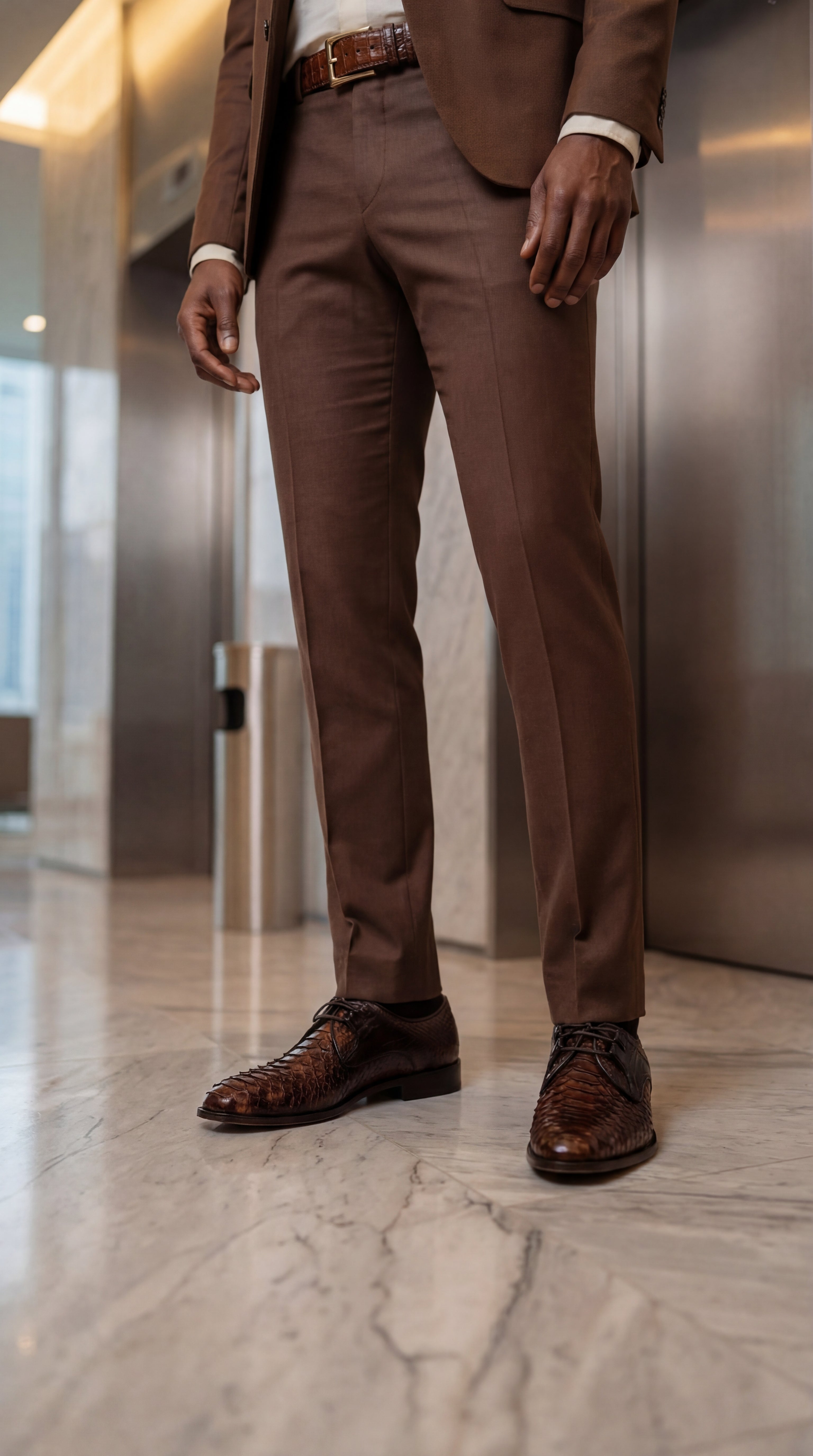 The Valmont Tan Python Leather Derby Shoe