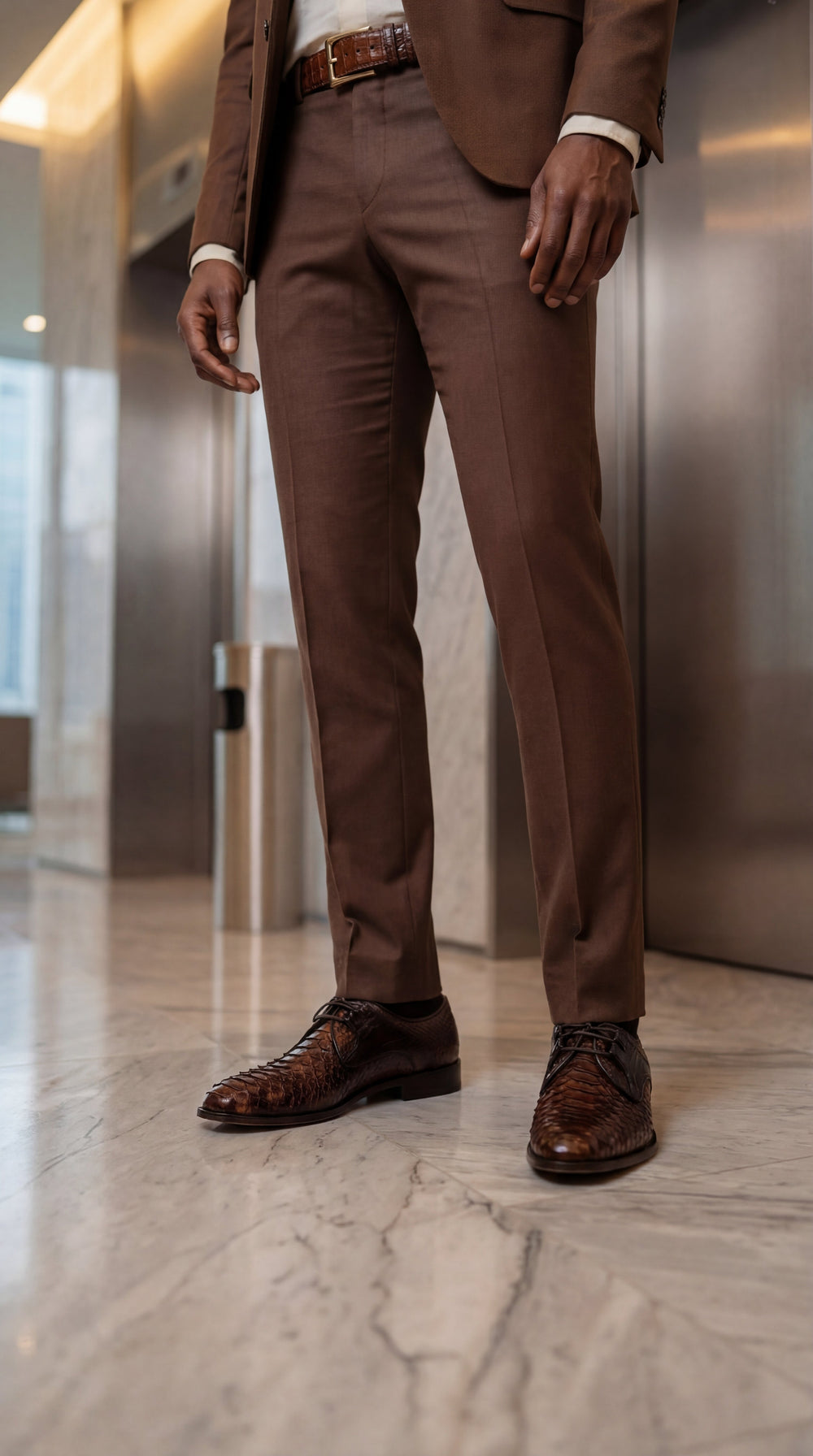 The Valmont Tan Python Leather Derby Shoe