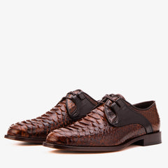 The Valmont Tan Python Leather Derby Shoe