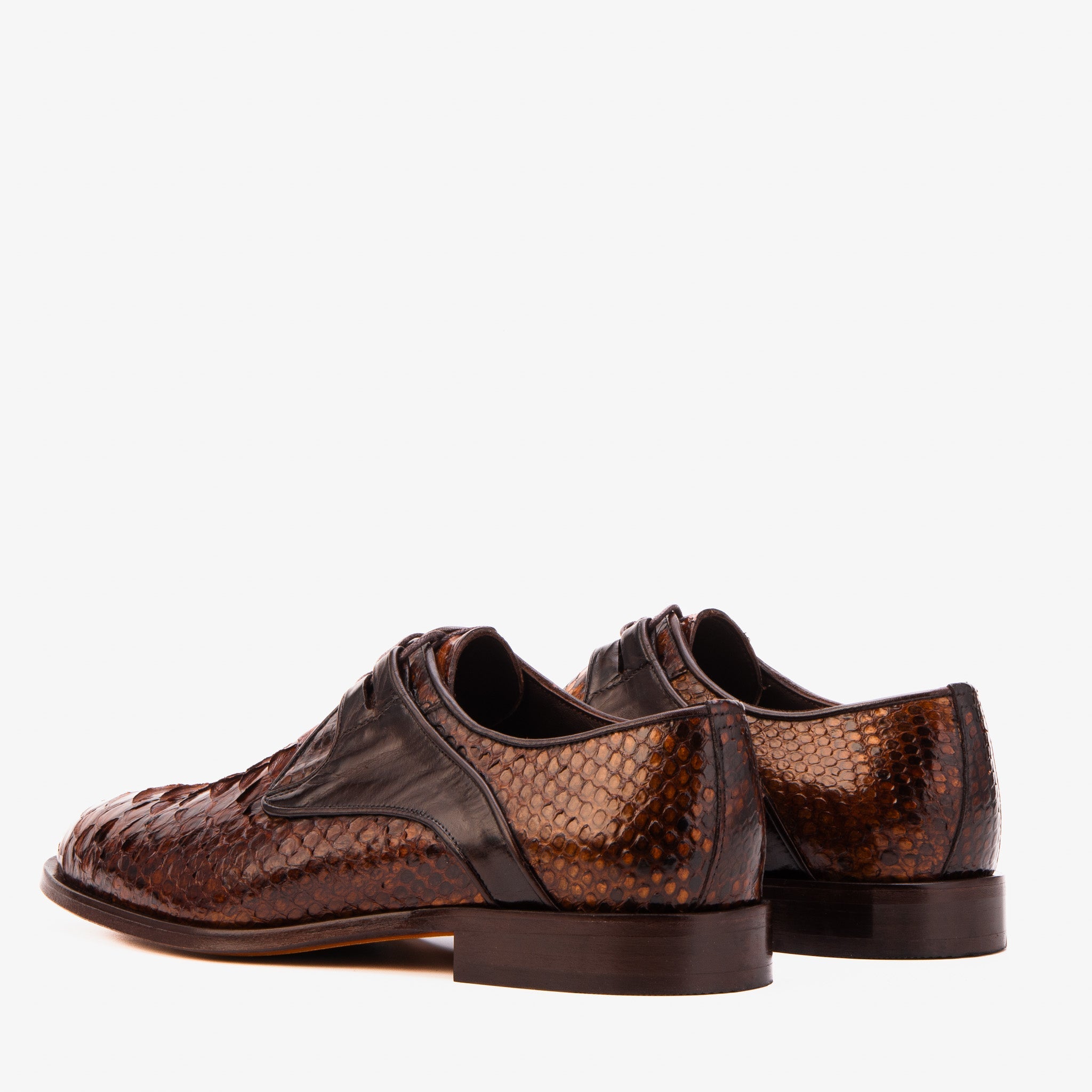 The Valmont Tan Python Leather Derby Shoe