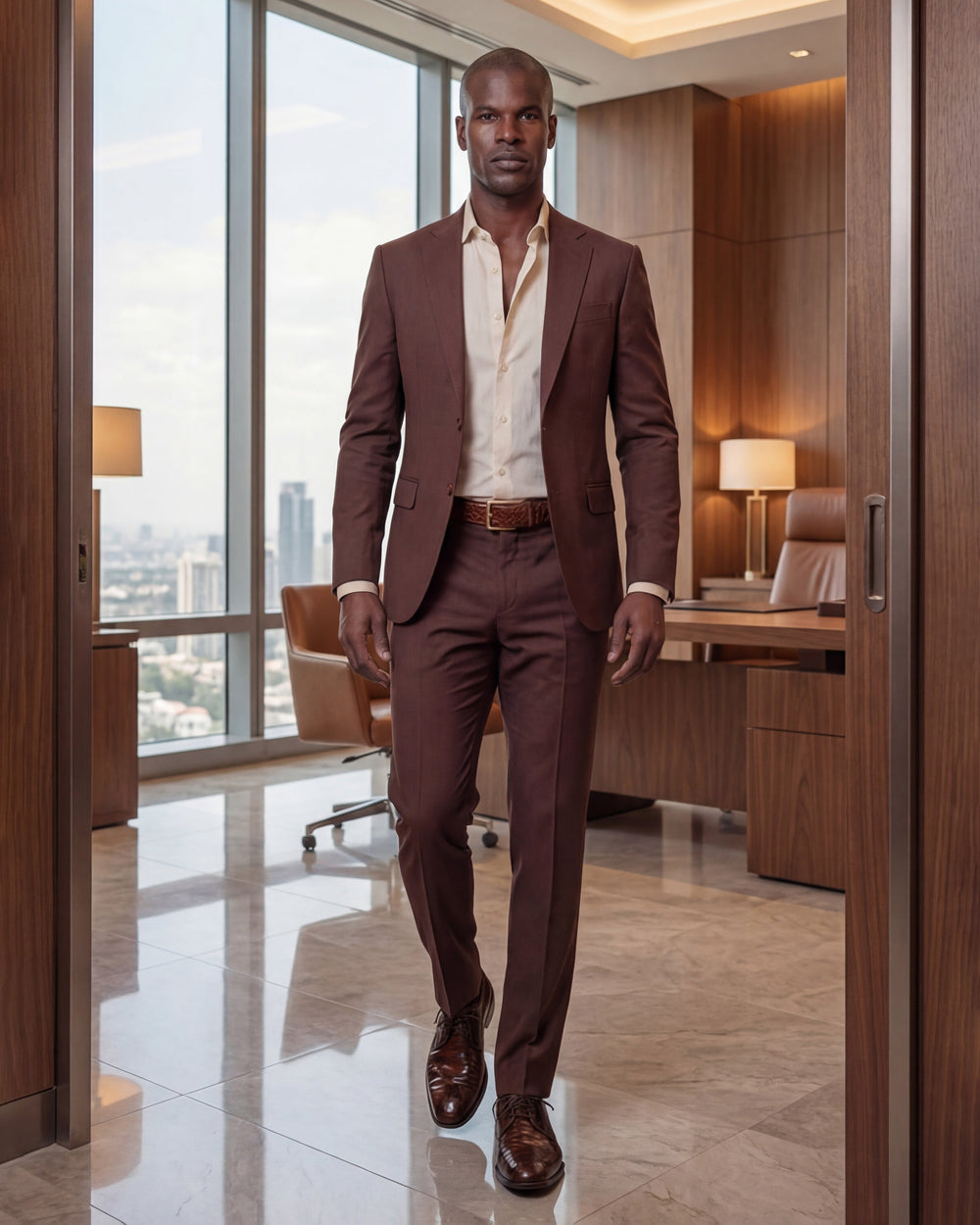 The Valmont Tan Python Leather Derby Shoe