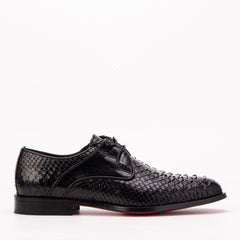 The Valmont Black Python Leather Derby Shoe