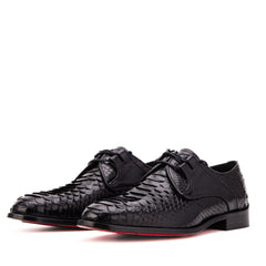 The Valmont Black Python Leather Derby Shoe