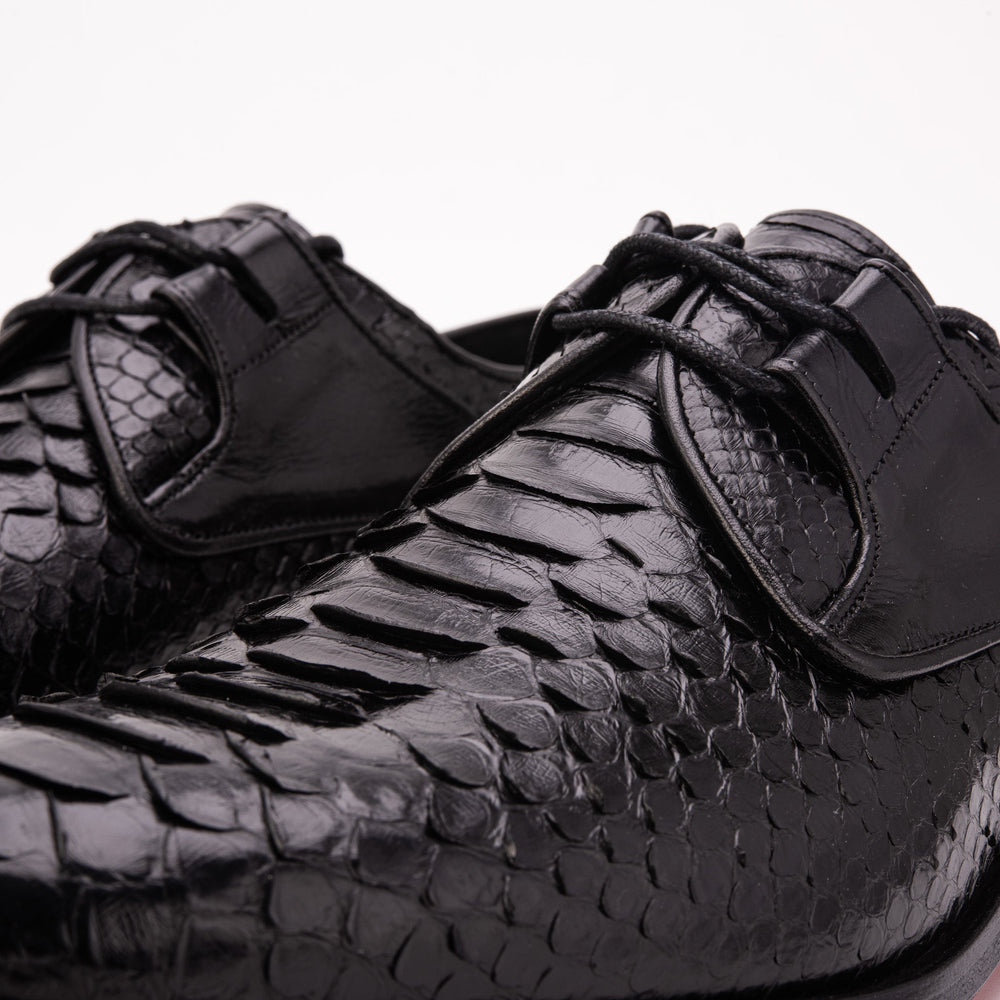 The Valmont Black Python Leather Derby Shoe