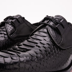 The Valmont Black Python Leather Derby Shoe