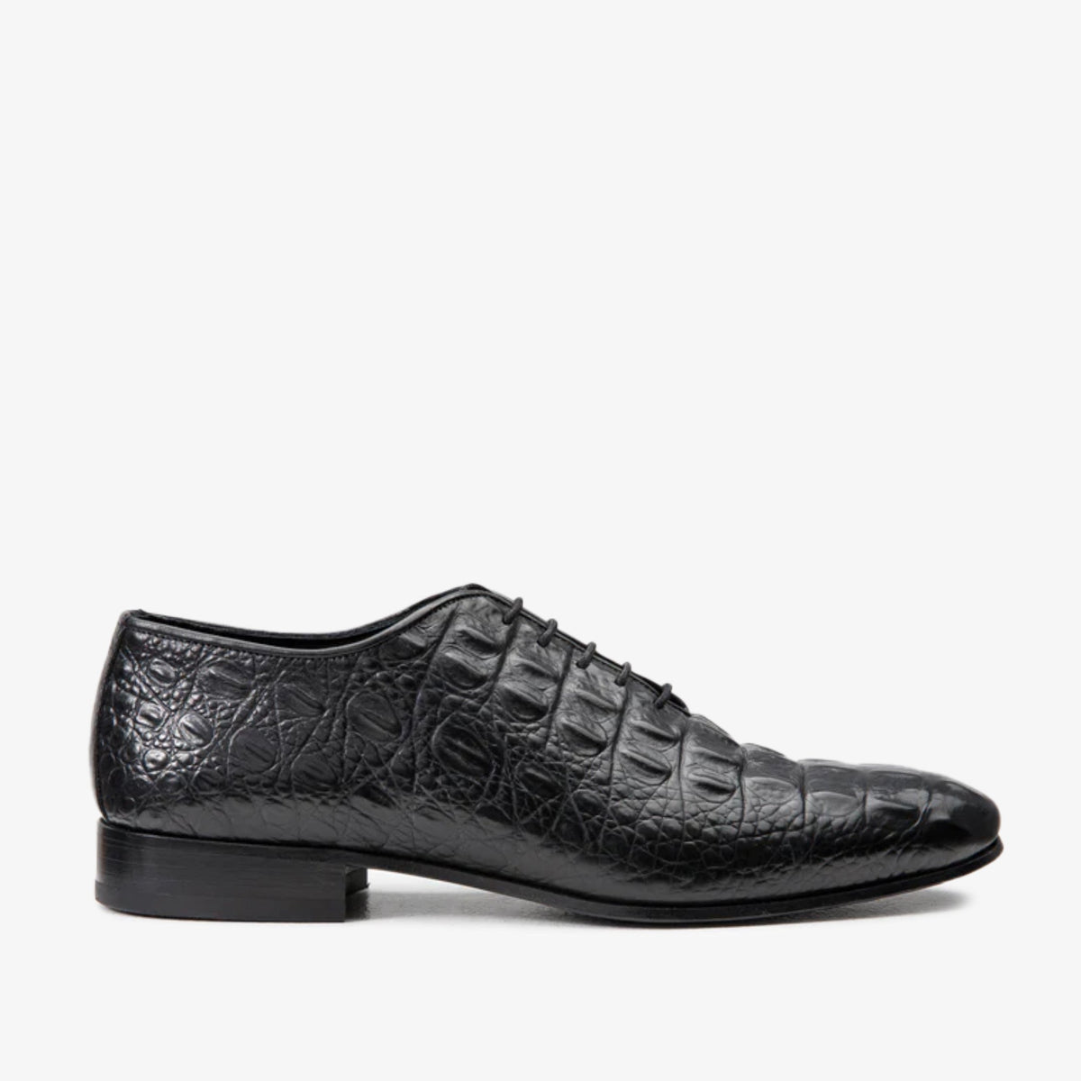 The Randor Black Crocodile Leather Oxford Shoe