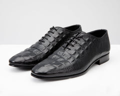 The Randor Black Crocodile Leather Oxford Shoe