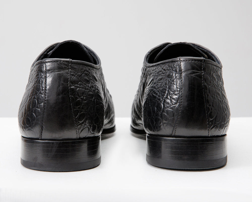 The Randor Black Crocodile Leather Oxford Shoe