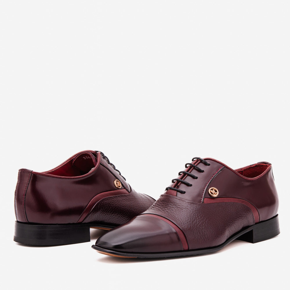 The Rockwell Handmade Burgundy Leather Cap Toe Oxford Shoe