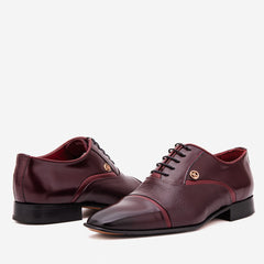 The Rockwell Handmade Burgundy Leather Cap Toe Oxford Shoe