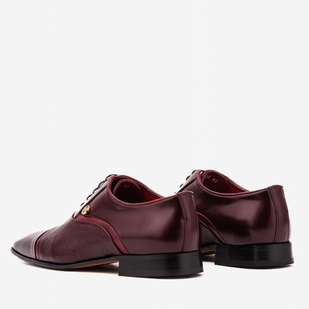 The Rockwell Handmade Burgundy Leather Cap Toe Oxford Shoe