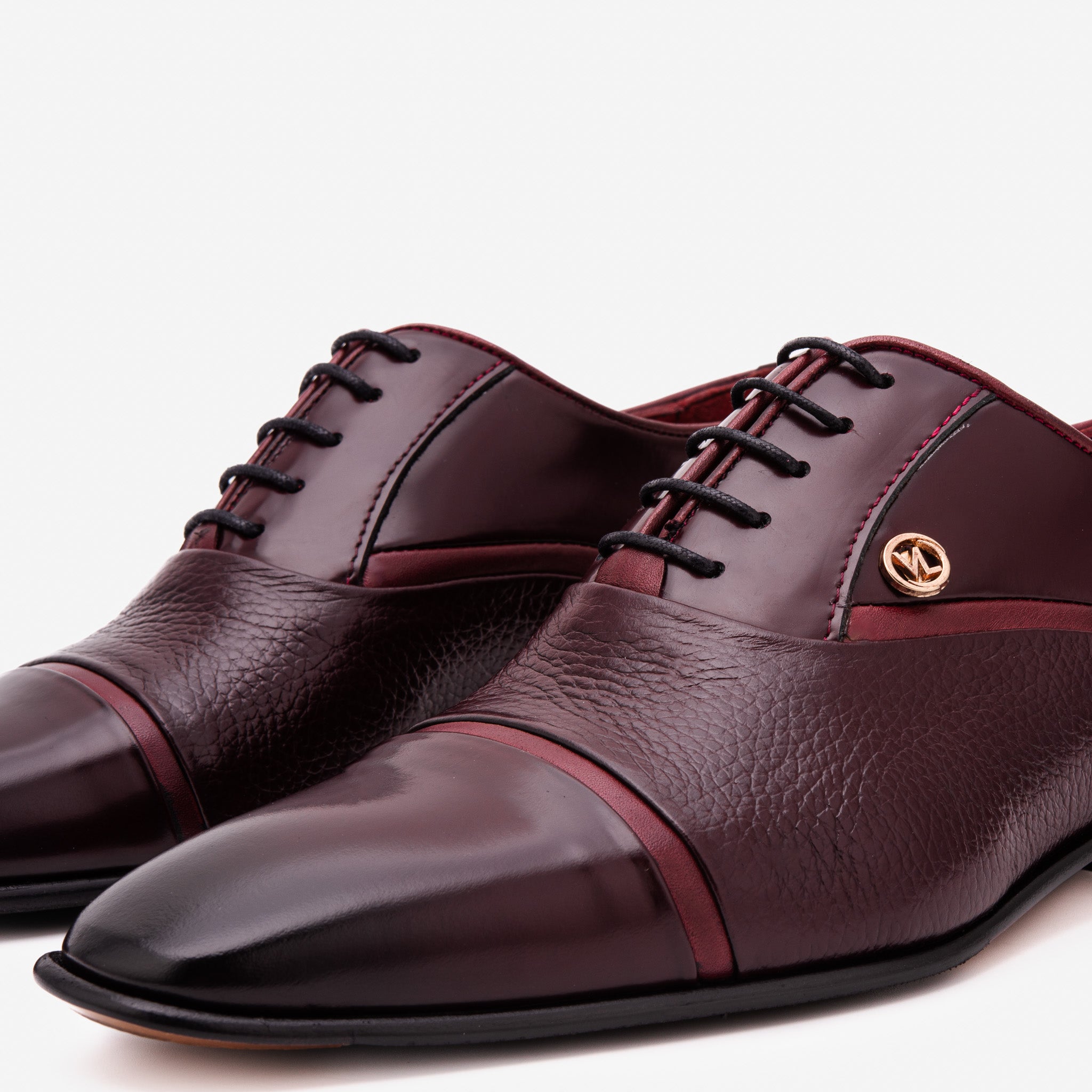 The Rockwell Handmade Burgundy Leather Cap Toe Oxford Shoe