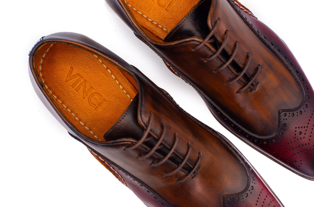 The Royal Hand Craft Burgundy Wingtip Oxford Shoe